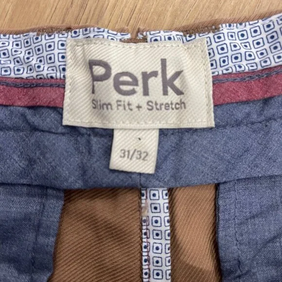 Perk Flat Front Slim Fit Stretch Feel Good Chinos Men’s 31x 32 Twill Casual NEW - Picture 11 of 13